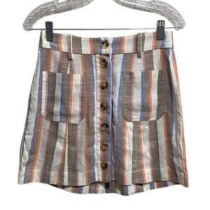 Show Me Your Mumu Sedona Skirt Multicolor‎ Stripe Button Front Mini – Size Small